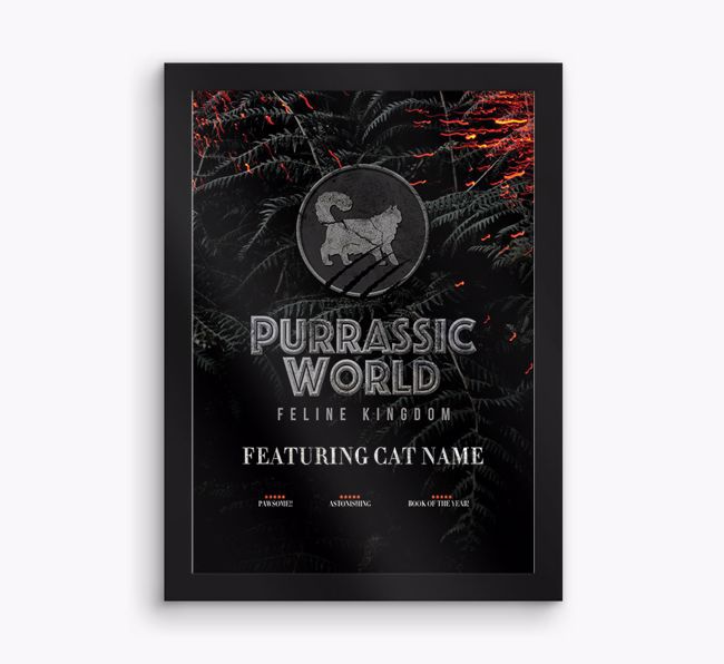 'Purrassic World' Personalised {breedFullName} Framed Print 